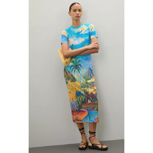 Stella Jean Beach Print Midi Dress Size 44